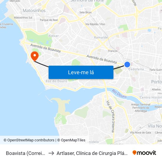 Boavista (Correios) to Artlaser, Clínica de Cirurgia Plástica map