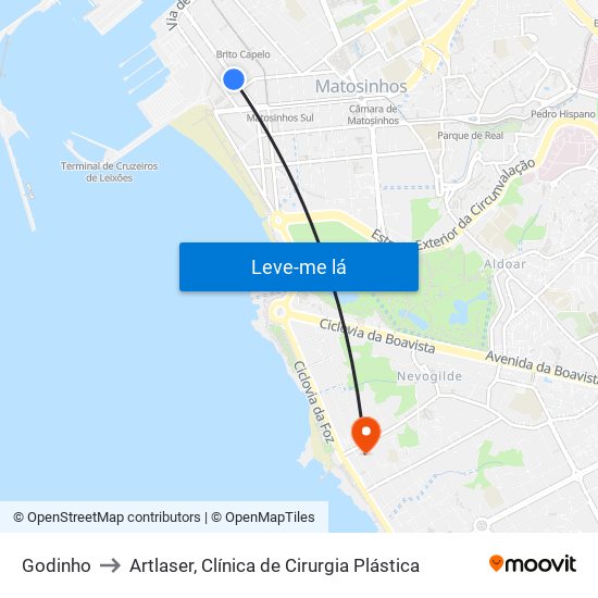 Godinho to Artlaser, Clínica de Cirurgia Plástica map