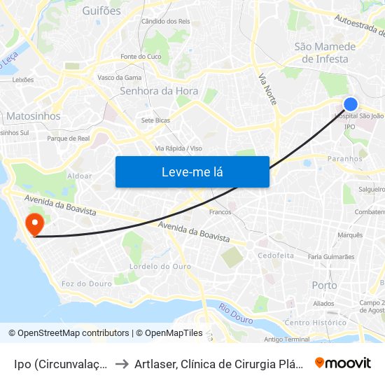 Ipo (Circunvalação) to Artlaser, Clínica de Cirurgia Plástica map