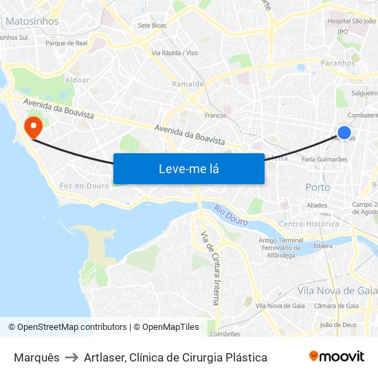 Marquês to Artlaser, Clínica de Cirurgia Plástica map