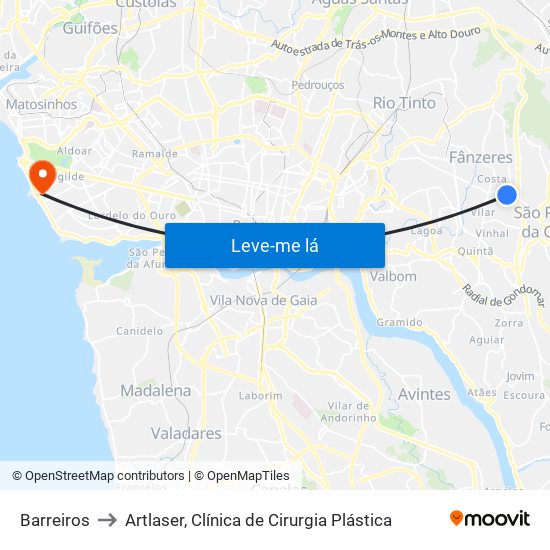 Barreiros to Artlaser, Clínica de Cirurgia Plástica map