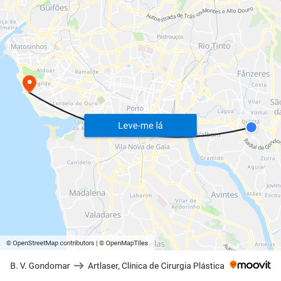 B. V. Gondomar to Artlaser, Clínica de Cirurgia Plástica map
