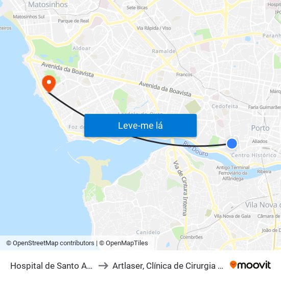 Hospital de Santo António to Artlaser, Clínica de Cirurgia Plástica map