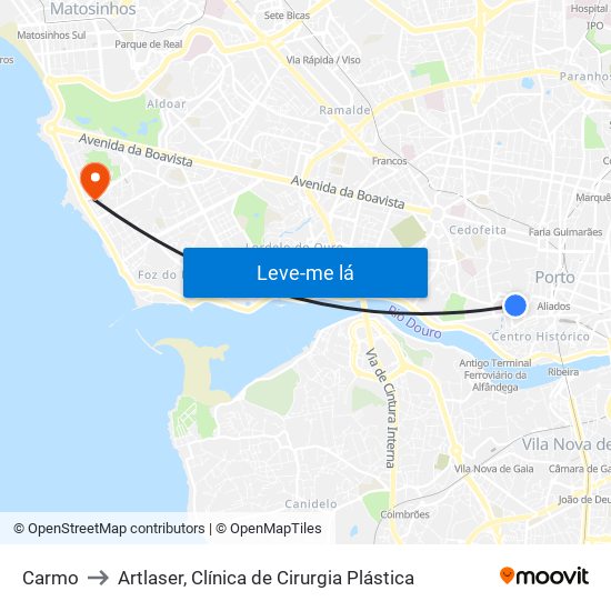 Carmo to Artlaser, Clínica de Cirurgia Plástica map