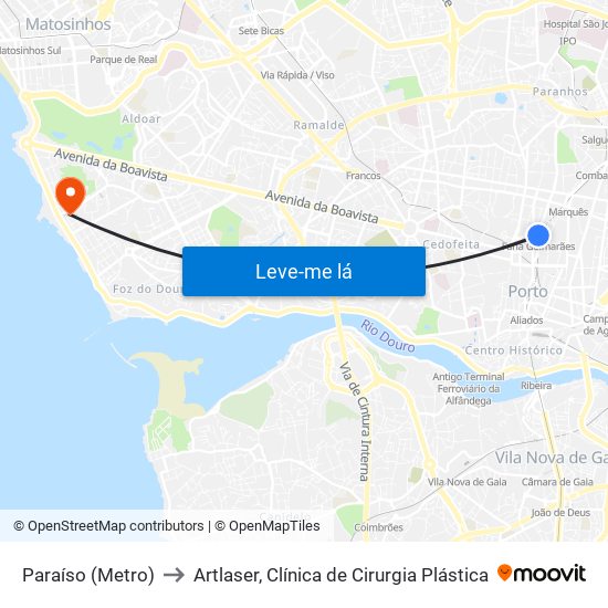 Paraíso (Metro) to Artlaser, Clínica de Cirurgia Plástica map