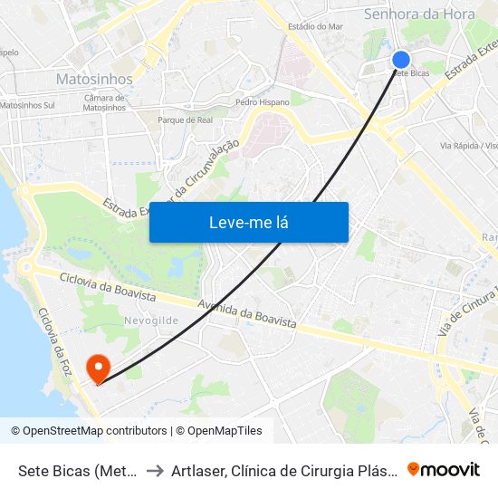 Sete Bicas (Metro) to Artlaser, Clínica de Cirurgia Plástica map