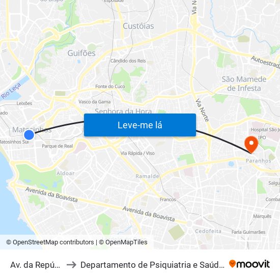 Av. da República to Departamento de Psiquiatria e Saúde Mental map