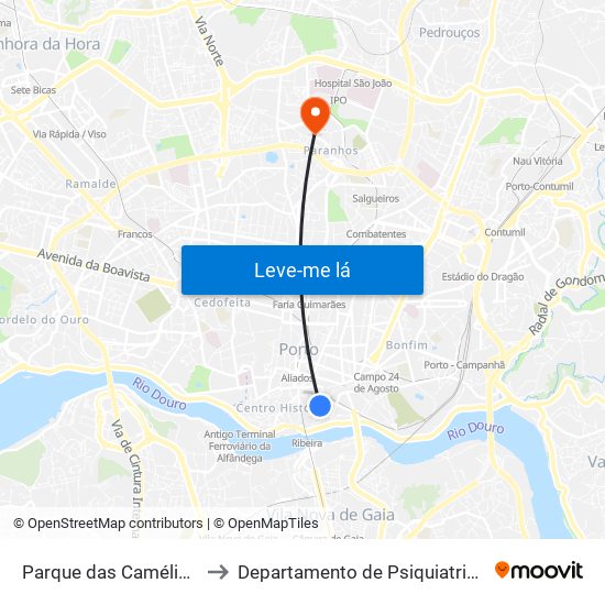 Parque das Camélias (Terminal) to Departamento de Psiquiatria e Saúde Mental map