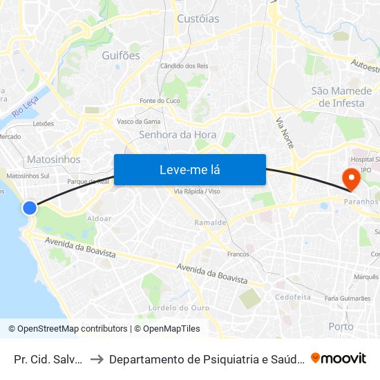 Pr. Cid. Salvador to Departamento de Psiquiatria e Saúde Mental map