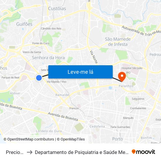 Preciosa to Departamento de Psiquiatria e Saúde Mental map