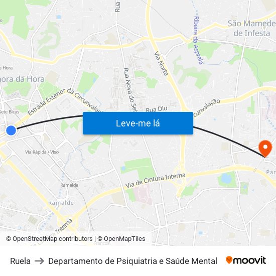 Ruela to Departamento de Psiquiatria e Saúde Mental map