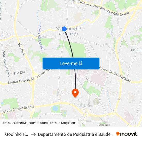 Godinho Faria to Departamento de Psiquiatria e Saúde Mental map