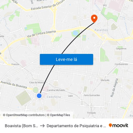 Boavista (Bom Sucesso) to Departamento de Psiquiatria e Saúde Mental map