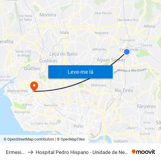 Ermesinde to Hospital Pedro Hispano - Unidade de Neonatologia map
