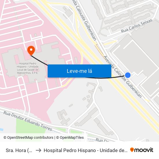 Sra. Hora (Hiper) to Hospital Pedro Hispano - Unidade de Neonatologia map