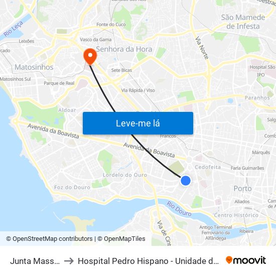 Junta Massarelos to Hospital Pedro Hispano - Unidade de Neonatologia map
