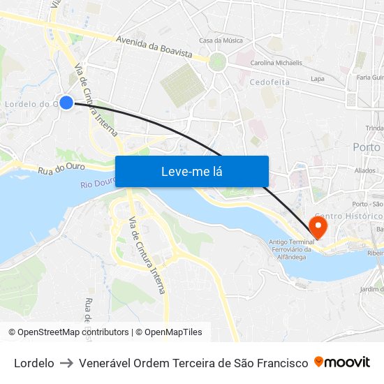 Lordelo to Venerável Ordem Terceira de São Francisco map