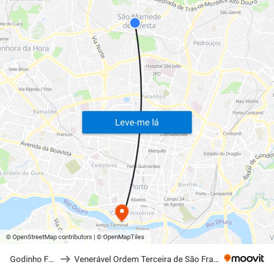 Godinho Faria to Venerável Ordem Terceira de São Francisco map