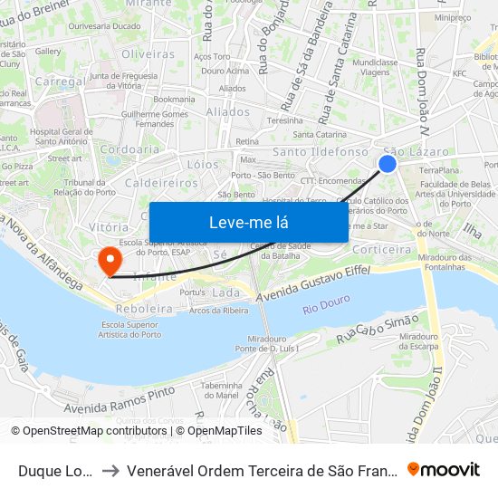 Duque Loulé to Venerável Ordem Terceira de São Francisco map