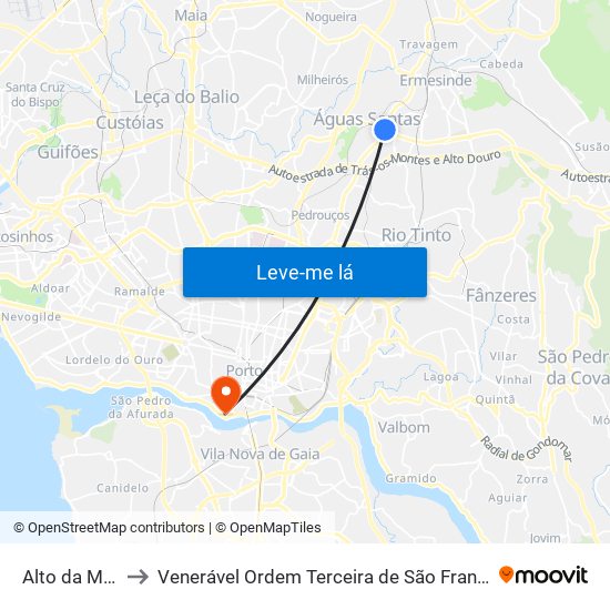 Alto da Maia to Venerável Ordem Terceira de São Francisco map