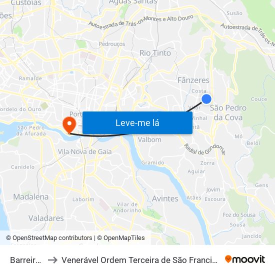 Barreiros to Venerável Ordem Terceira de São Francisco map