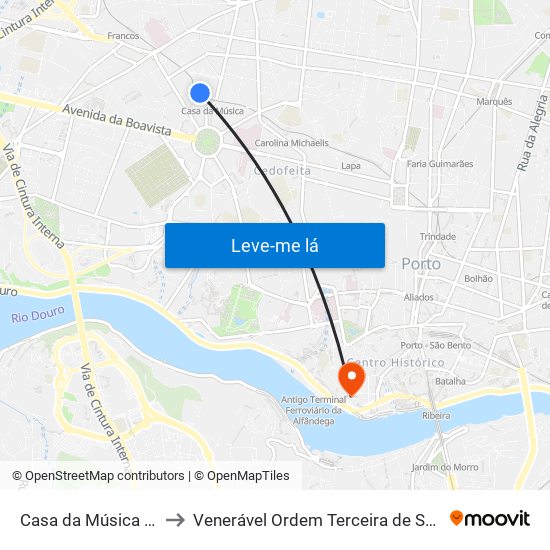 Casa da Música (Metro) to Venerável Ordem Terceira de São Francisco map