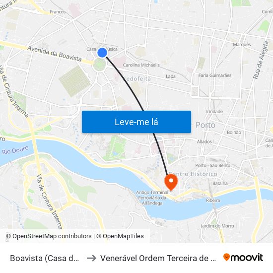 Boavista (Casa da Música) to Venerável Ordem Terceira de São Francisco map