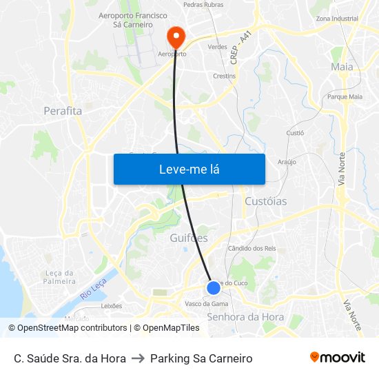 C. Saúde Sra. da Hora to Parking Sa Carneiro map