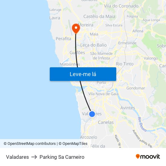 Valadares to Parking Sa Carneiro map