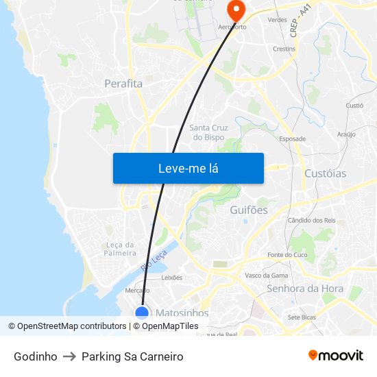 Godinho to Parking Sa Carneiro map