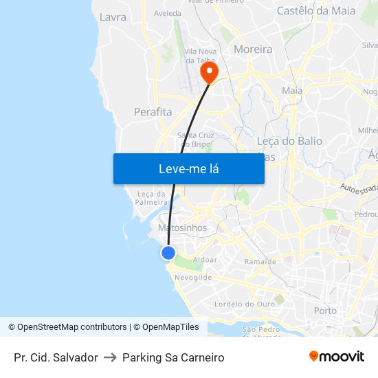 Pr. Cid. Salvador to Parking Sa Carneiro map
