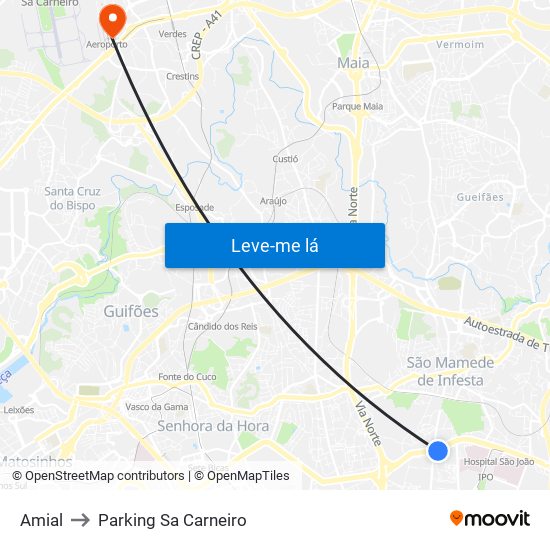 Amial to Parking Sa Carneiro map