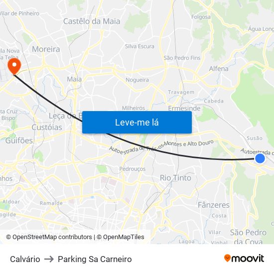 Calvário to Parking Sa Carneiro map