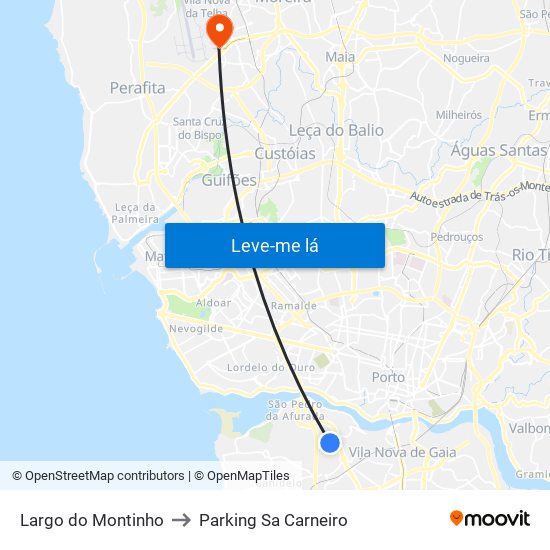 Largo do Montinho to Parking Sa Carneiro map