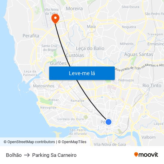 Bolhão to Parking Sa Carneiro map