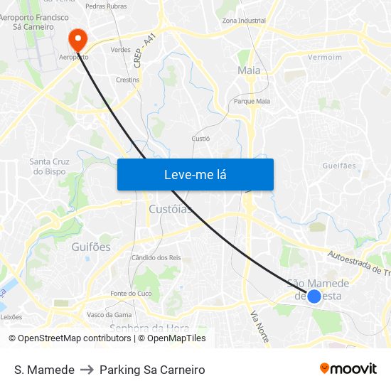 S. Mamede to Parking Sa Carneiro map