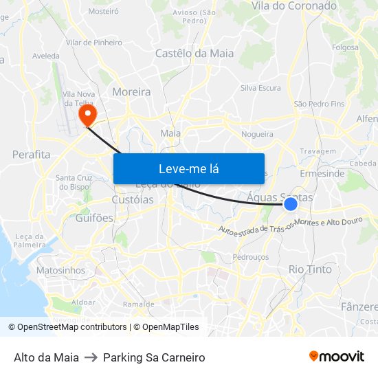 Alto da Maia to Parking Sa Carneiro map