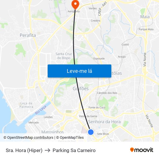 Sra. Hora (Hiper) to Parking Sa Carneiro map
