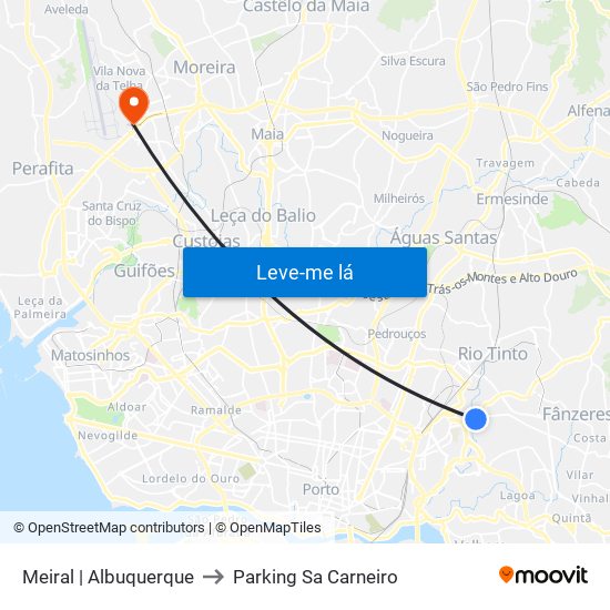 Meiral | Albuquerque to Parking Sa Carneiro map