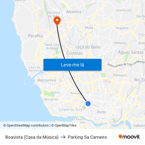 Boavista (Casa da Música) to Parking Sa Carneiro map