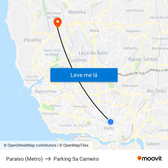 Paraíso (Metro) to Parking Sa Carneiro map