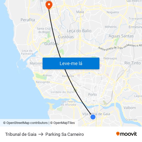 Tribunal de Gaia to Parking Sa Carneiro map