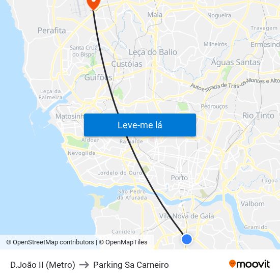 D.João II (Metro) to Parking Sa Carneiro map