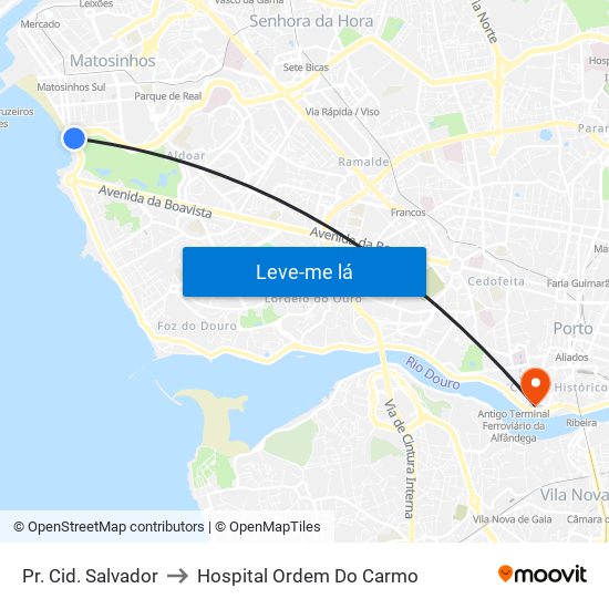 Pr. Cid. Salvador to Hospital Ordem Do Carmo map