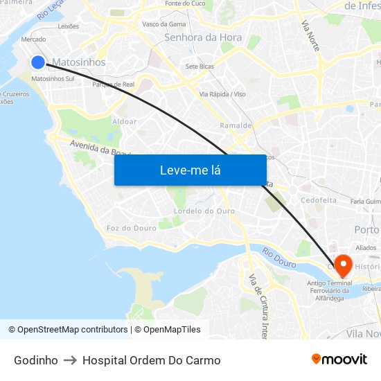 Godinho to Hospital Ordem Do Carmo map