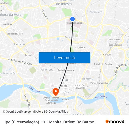 Ipo (Circunvalação) to Hospital Ordem Do Carmo map