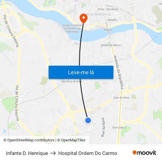 Infante D. Henrique to Hospital Ordem Do Carmo map