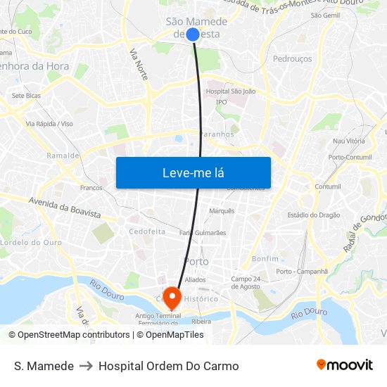 S. Mamede to Hospital Ordem Do Carmo map