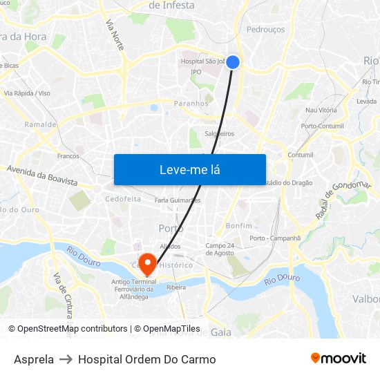 Asprela to Hospital Ordem Do Carmo map