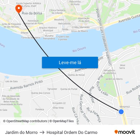 Jardim do Morro to Hospital Ordem Do Carmo map